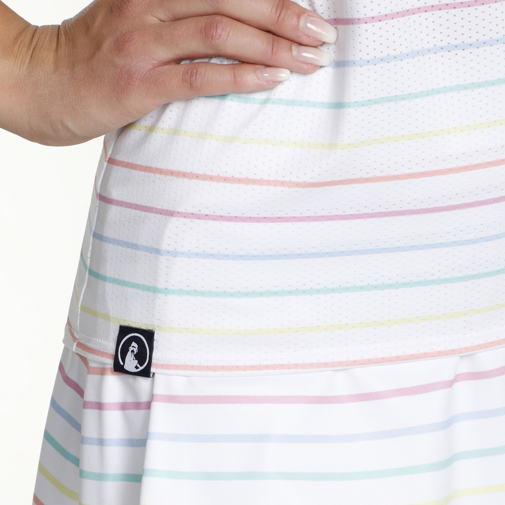 Женская теннисная майка Quiet Please Rainbow Poach Stripe Tank Top Women - White, Multicoloured