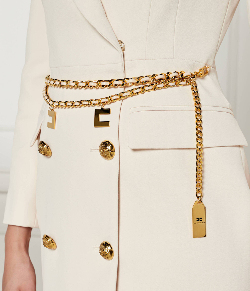 Платье с ремешком Elisabetta Franchi - экрю(AB65746E2)