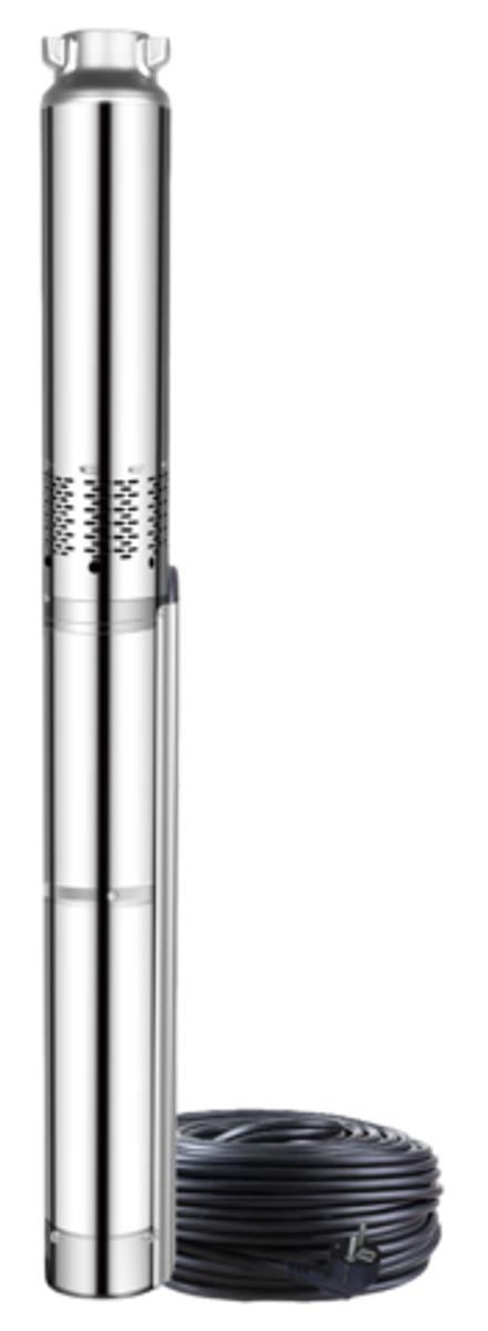 Насос погружной центробежный с ультравысокооборотистым высокоэффективным автоэлектродвигателем на постоянных магнитах, со встроенным контроллером векторно-частотного регулирования FOC "Vodotok" модель НПЦУ-ПМ-80мм-4м³/ч-103м-2500Вт-УВО