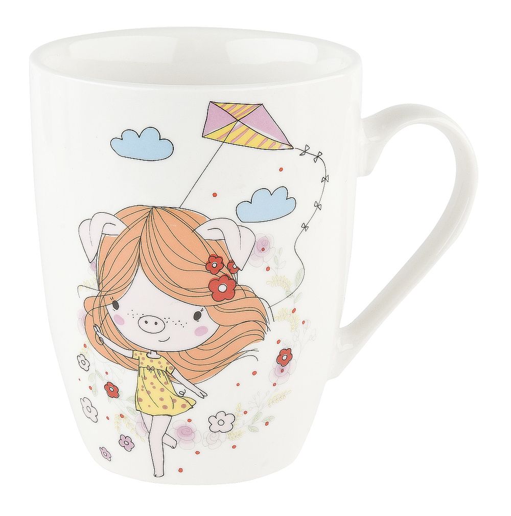 Кружка фарфоровая "Нюша" v=360мл. (6видов) (min12) (транспортная упаковка)