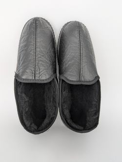 Тапочки утеплённые кожа/иск.мех