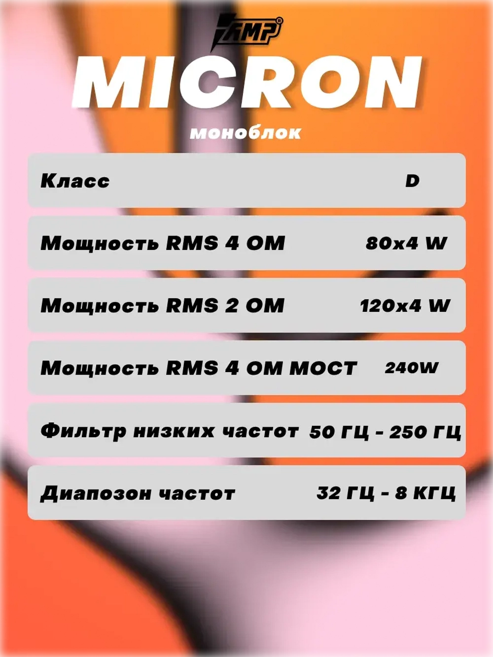 Усилитель звука четырехканальный AMP Micron 4.80