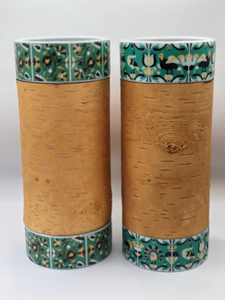 Ваза фарфоровая с берестой. Коллекция  Изразец Коломенское. Цветы. Бревно (Log).