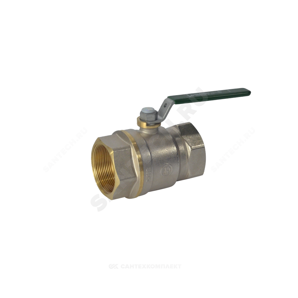 Кран шаровой латунь хром R250W Ду 40 Ру42 ВР рычаг зеленый Giacomini R250WX027