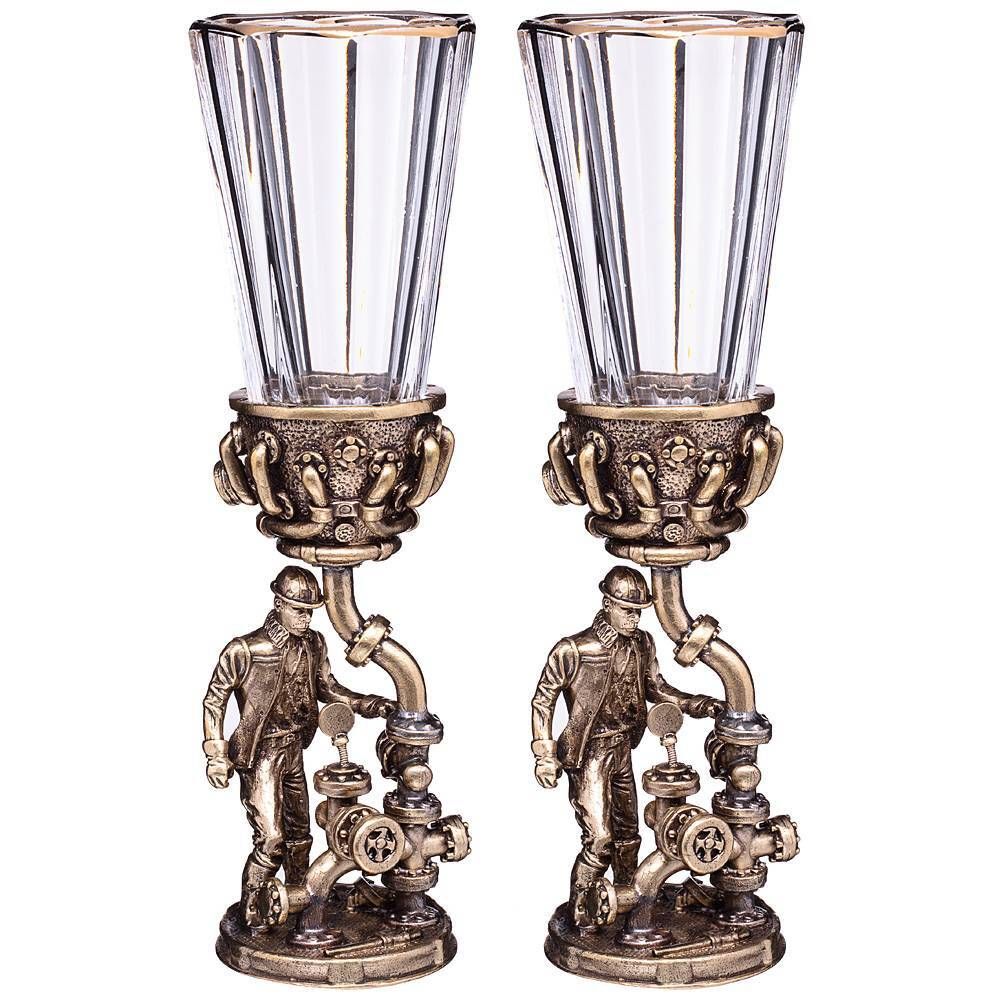 НАБОР ИЗ 2-Х ЛАФИТНИКОВ ДЛЯ ВОДКИ "НЕФТЯНИК" 50 МЛ