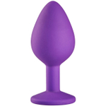 Маленькая фиолетовая пробка с прозрачным кристаллом ONJOY Silicone Collection (Цвет: фиолетовый с прозрачным)