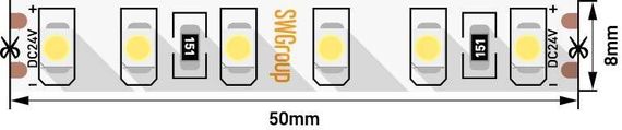 Светодиодная лента SWG 9,6W/m 60LED/m 3528SMD теплый белый 5M 002123