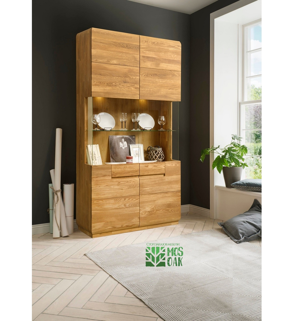 Шкаф с витриной Parma-2 из массива дуба