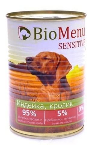 BioMenu Гипоаллергенные консервы для собак с индейкой и кроликом