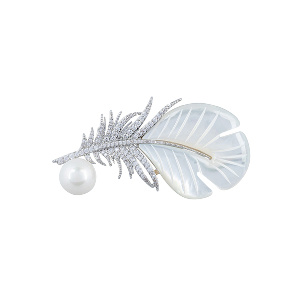 Брошь Fiore Luna Перо Natural Shell Artificial Pearl XR07613A1 S