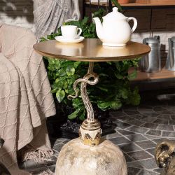 Столик декоративный Жемчужный гранат Айвори Мраморное золото