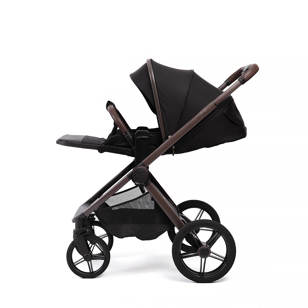 Коляска 2 в 1 Peppy Monaco thermo Black (черный), рама серо-коричневая