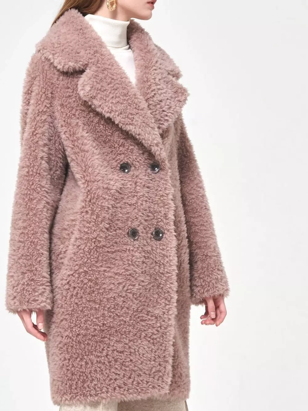 Шуба женская из овечьей шерсти чебурашка тедди, SilverFox (арт. S1188rm012bz)