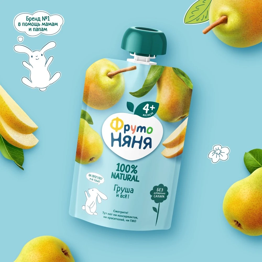 Фрутоняня пауч пюре груша 90г с 4 месяцев