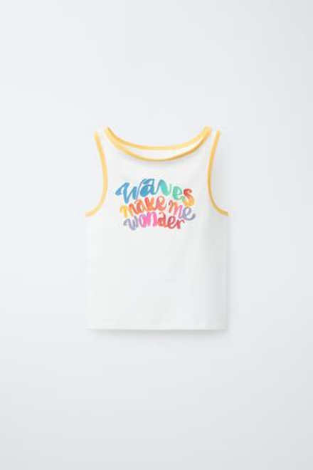 ZARA ФУТБОЛКА С ПРИНТОМ, БЕЛЫЙ