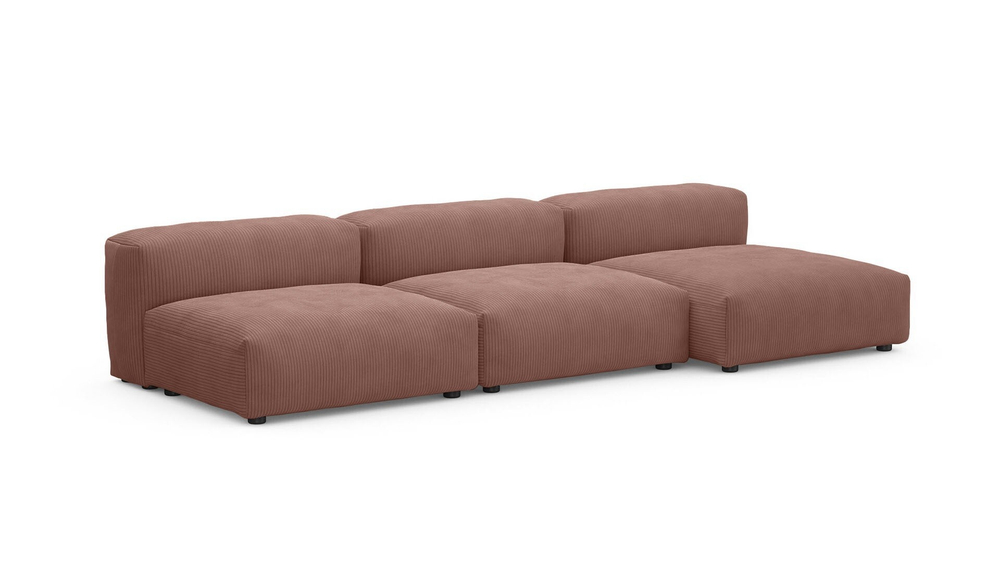 Диван с оттоманкой Фиджи (малый) Cilium Coral 315*137*62 см, Розовый Вельвет Нераскладной Фиеста