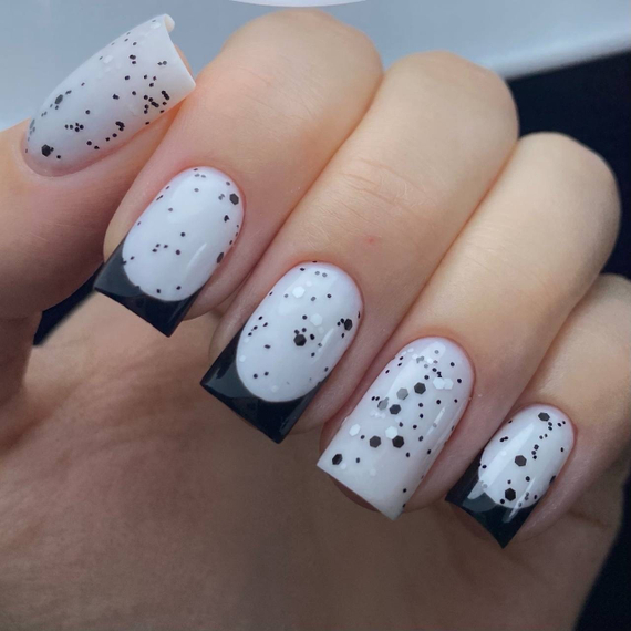 Универсальный топ Crazy Lak с хлопьями ( микс чёрных и белых) без лс 10мл