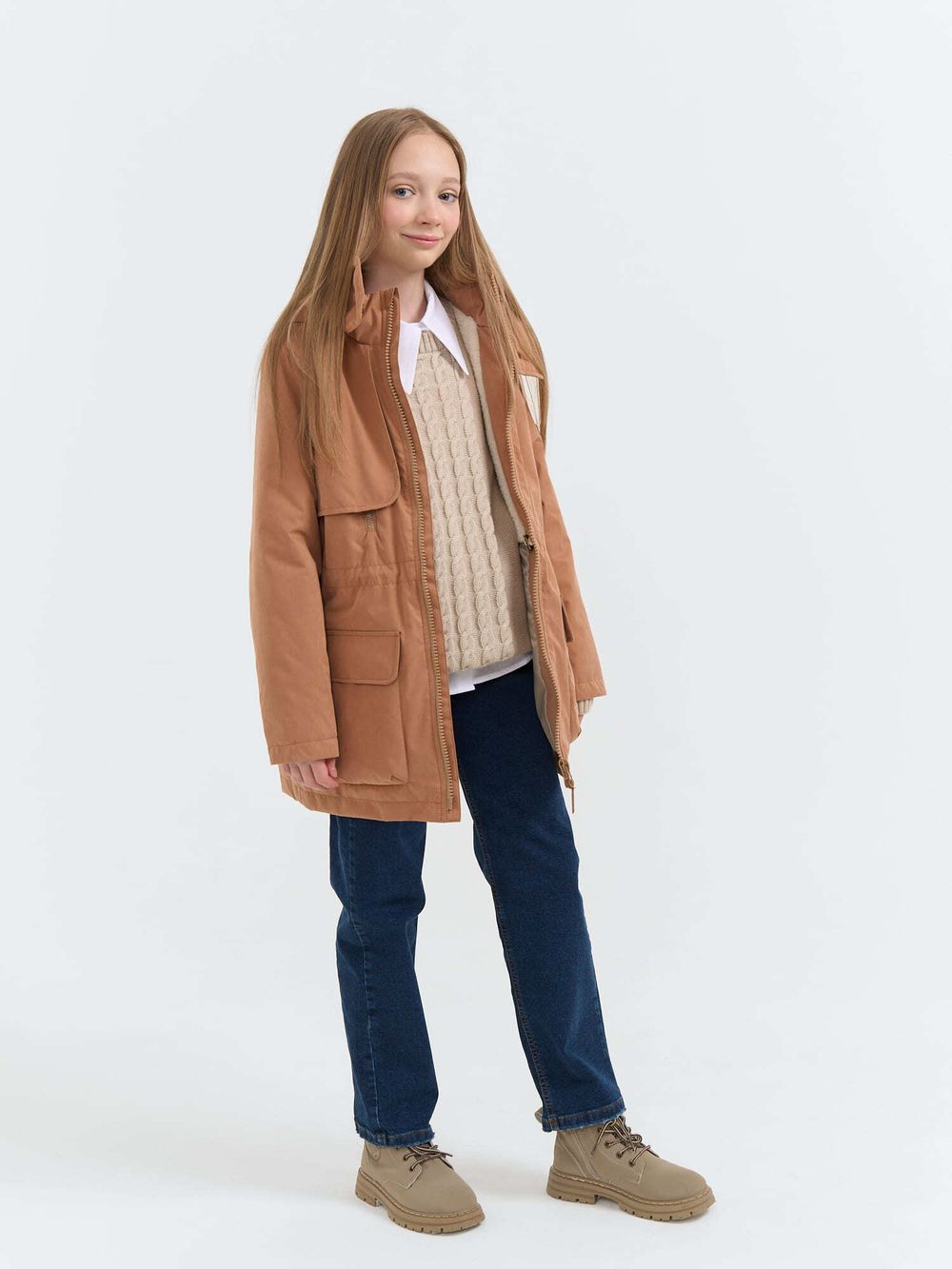 Парка демисезонная на меху "Карамель" 7+