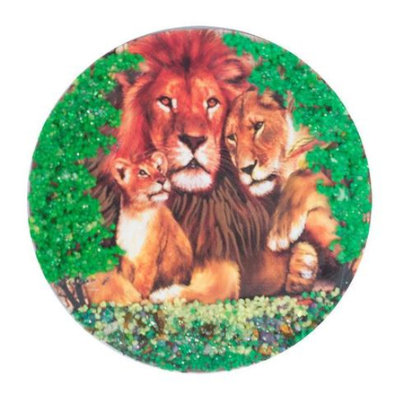 Магнит с рисунком "Семейство львов" змеевик 110х110 мм 95 гр.R117748