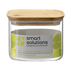 Банка для хранения прямоугольная Glass Acacia, 600 мл