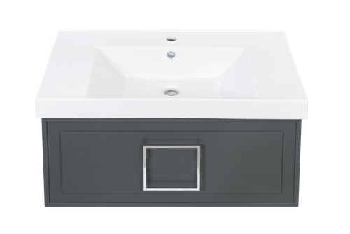 Тумба с раковиной La Fenice Cubo Grigio 80 см FNC-01-CUB-G-80 серо-зеленая матовая