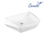 Раковина CR7065 накладная, белая, асимметричная 600х410х155 Ceruttispa