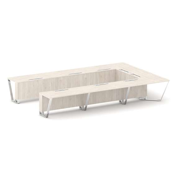 Steel Meet Стол переговорный П-образный MDK-PR.B.SP-15P Денвер Светлый/Нержавеющая Сталь/Хром 4800*3