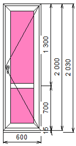 Дверь из ПВХ 2000 х 600
