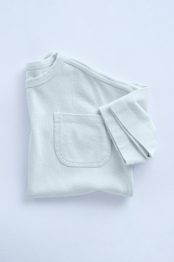 ZARA ФУТБОЛКА В СТИЛЕ РУСТИК С КАРМАНОМ — TIMELESZ, ГОЛУБОЙ