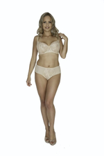 Телесный бюстгальтер с мягкой чашкой из кружева с «ресничками» (Размер: 75I) (Цвет: телесный)