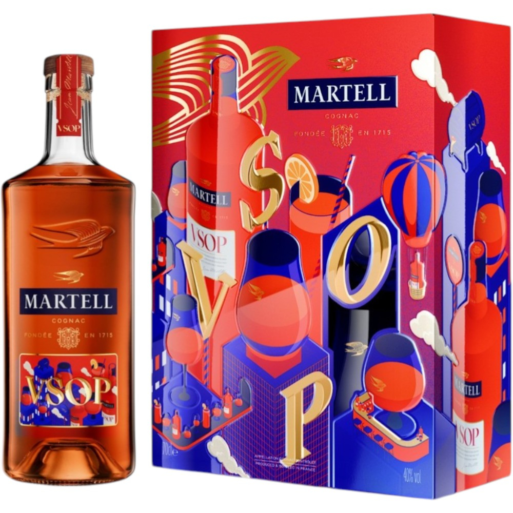 Коньяк Martell VSOP 0,7 л. В подарочной упаковке с 2 стаканами