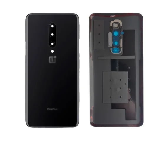 Задняя крышка для OnePlus 7 Pro черная глянцевая (Mirror Black) со стеклом камеры