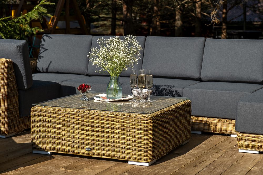 "Капри" трансформирующаяся лаунж-зона из искусственного ротанга, цвет соломенный