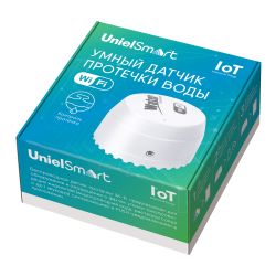 USN-A520 WS-WF WHITE Умный датчик протечки воды Wi-Fi. на батарейке CR123A н-к. Звуковое+PUSH оповещение. Напольный. Белый. Приложение UnielSmart. TM Uniel