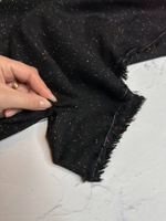 Костюмно-плательная однотонная шерсть с цветными мушками (B.Veneta, 100%шерсть, Черный густой фон/мелкие разноцветные мушки, 152, 224 гр/м2)