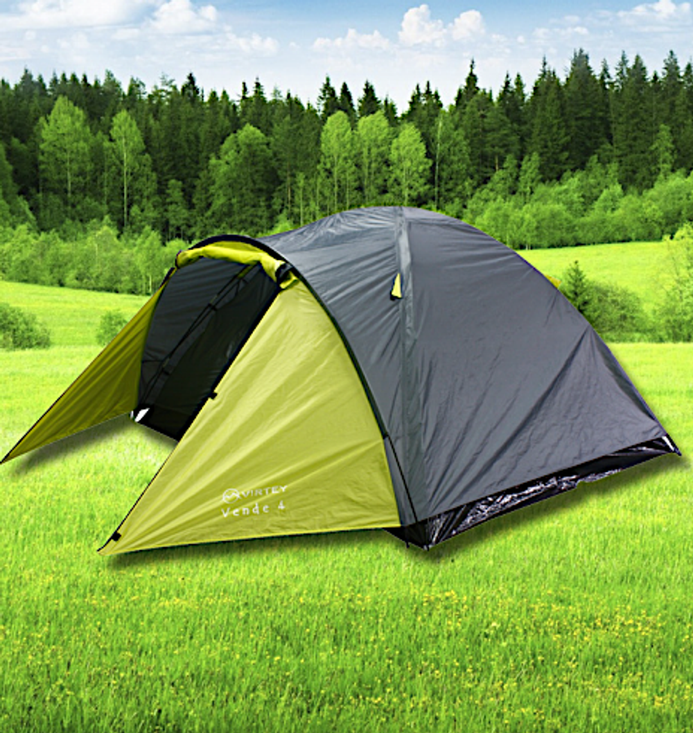 Палатка Virtey Vende-4 (105+220)х250х130см 4чел 2000мм вес 4.0кг