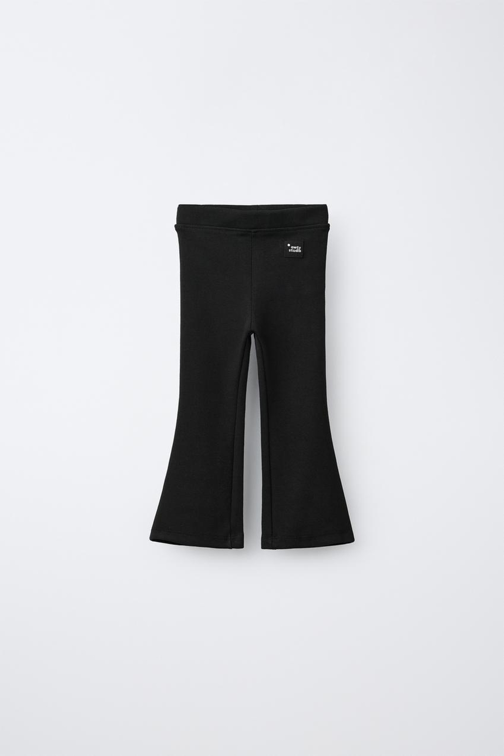 ZARA ЛЕГИНСЫ FLARE ИЗ ИНТЕРЛОКА С ЭТИКЕТКОЙ, ЧЕРНЫЙ