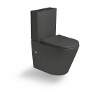 Унитаз напольный SantiLine SL-5014MG серый матовый, безободковый, с бачком, с крышкой микролифт