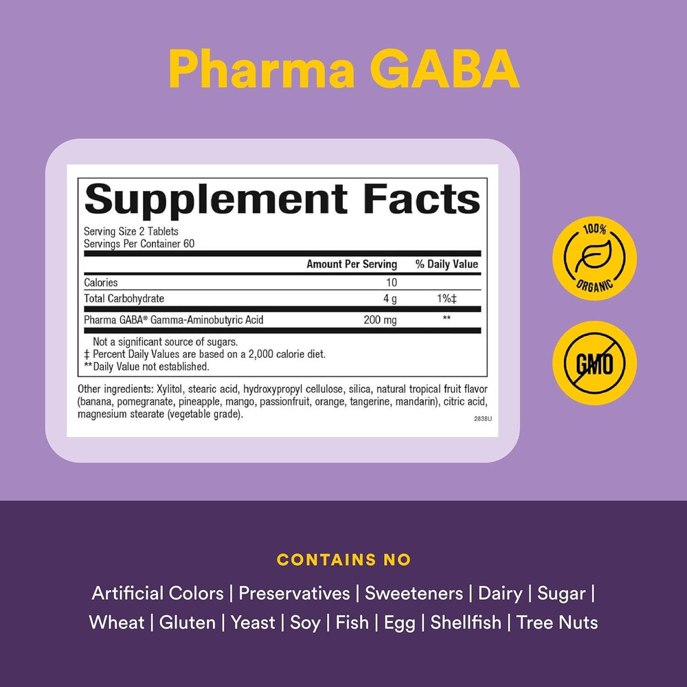 Natural Factors, Stress-Relax®, Pharma GABA®, 100 мг, 120 жевательных таблеток
