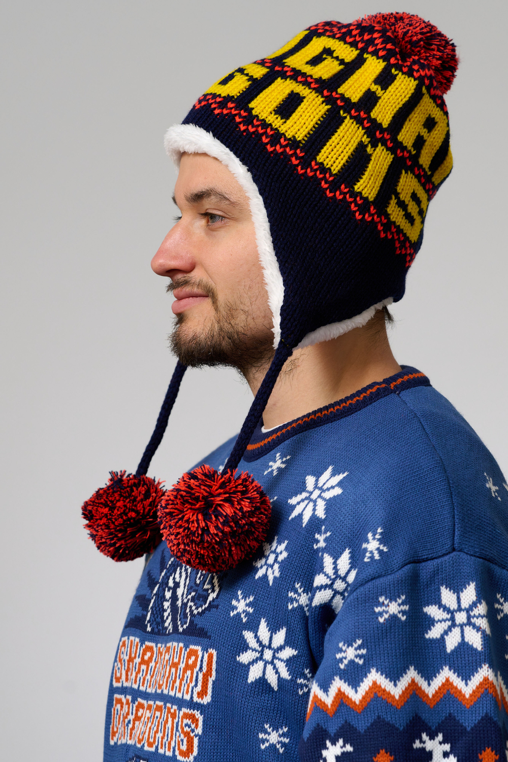 Шапка-ушанка трикотажная вязаная, 55-58