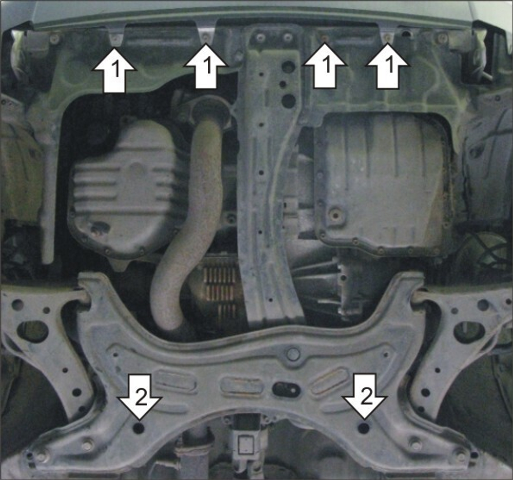 Защита стальная 2 мм Д, КПП Toyota Rav 4 II; V=2,0; 2000-2006гг MOTODOR.02518