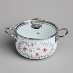 НАБОР КАСТРЮЛЬ AGNESS ЭМАЛИРОВАННЫХ СЕРИЯ "ДВОРЦОВЫЙ ПАРК", 6ПР. 2,0/2,8/3,6Л,18Х11/20Х12/22Х13СМ