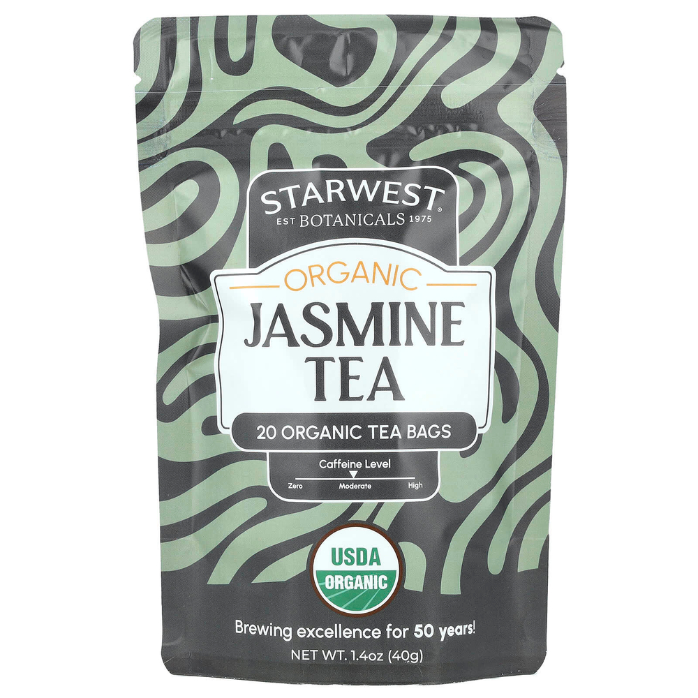 Starwest Botanicals, Органический жасминовый чай, 20 чайных пакетиков, 40 г (1,4 унции)