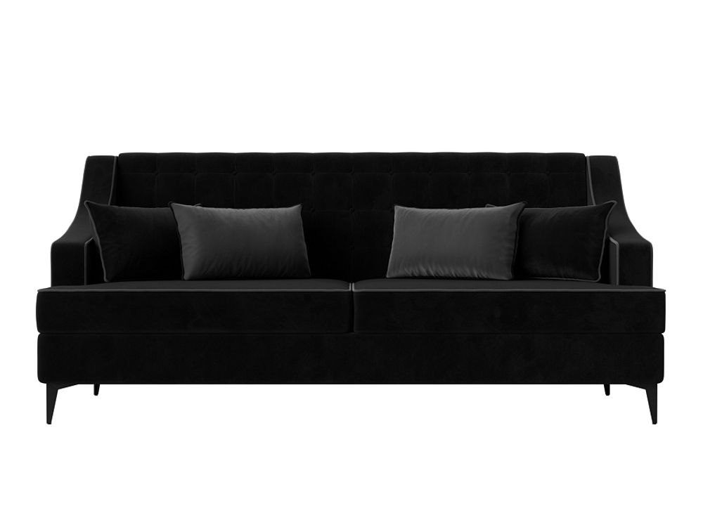 Диван кухонный прямой Марк, черный\серый, Велюр, 111901