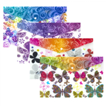 Папка-конверт на кнопке Yalong, A4, 260х360 мм, 160 мкм, ассорти, полупрозрачная с рисунком, "Бабочки"