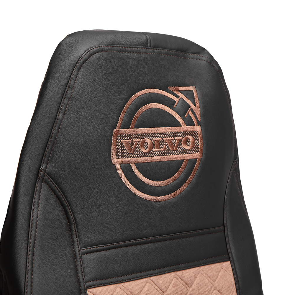 Чехлы VOLVO FH16 (экокожа, черный, коричневая вставка)