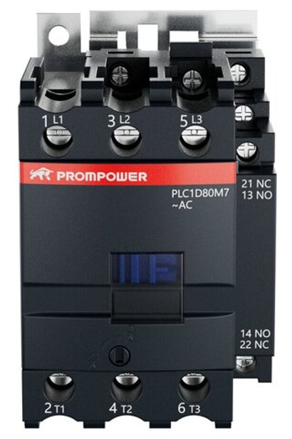 Контактор Prompower PLC1D80M7 серии Pulse, ток 80А, 3 полюса, доп контакт 1НО+1НЗ, катушка 230AC