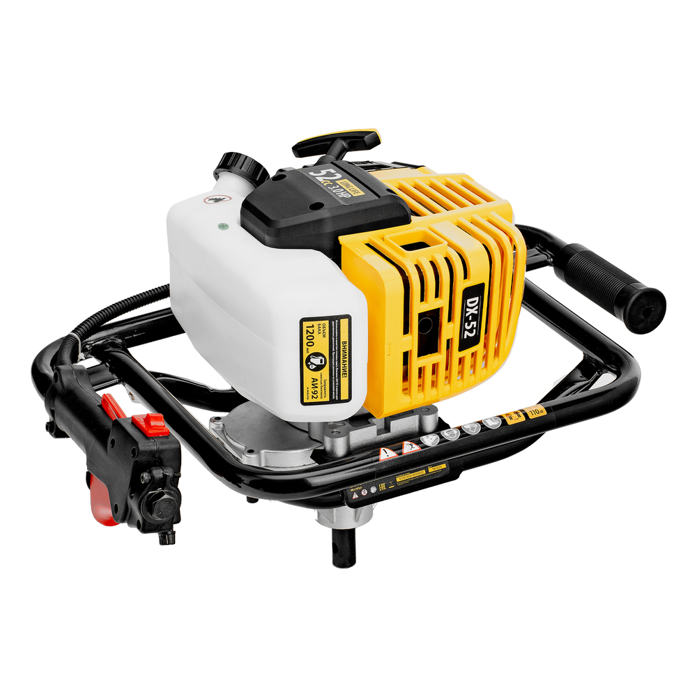 Мотобур DX-52, объём двигателя 52 см3, соединение 20 мм, без шнека// Denzel