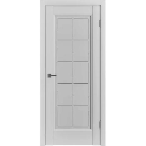 Межкомнатная дверь VFD (ВФД) Emalex 1 ДО со стеклом Cristal Cloud Emalex Steel (светло-серая матовая, без текстуры)