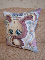 Декоративный гобеленовый чехол для интерьерной подушки Моя зайка 38*38